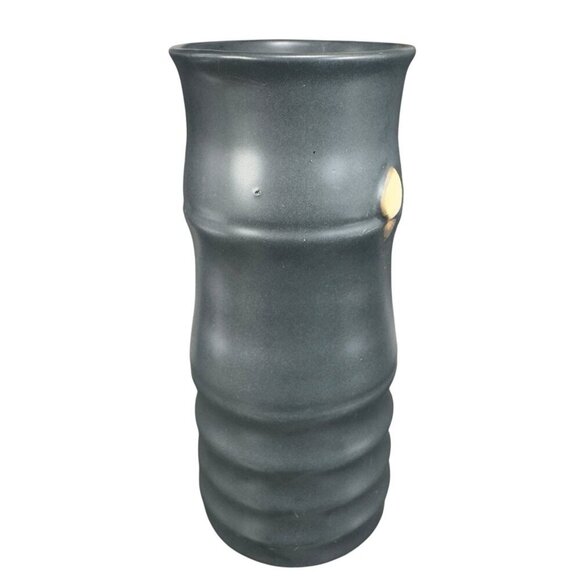 Vintage Hand Made Pottery Vase Vessel Black Glazed With Texture Knobs Signed CCI - Picture 1 of 15